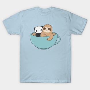 Kawaii Cute Panda and Sloth T-Shirt